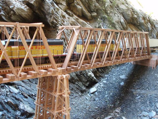 Piggy Back train on the truss bridge