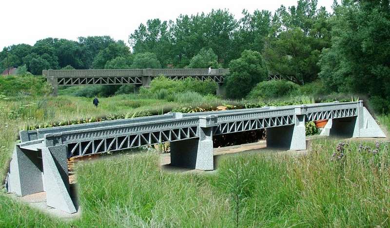 Rega-Brücke bei Trzebiatow - Vorbild und Modell