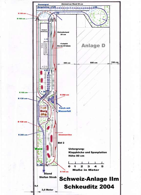 Gleisplan Schweiz-Anlage 2004