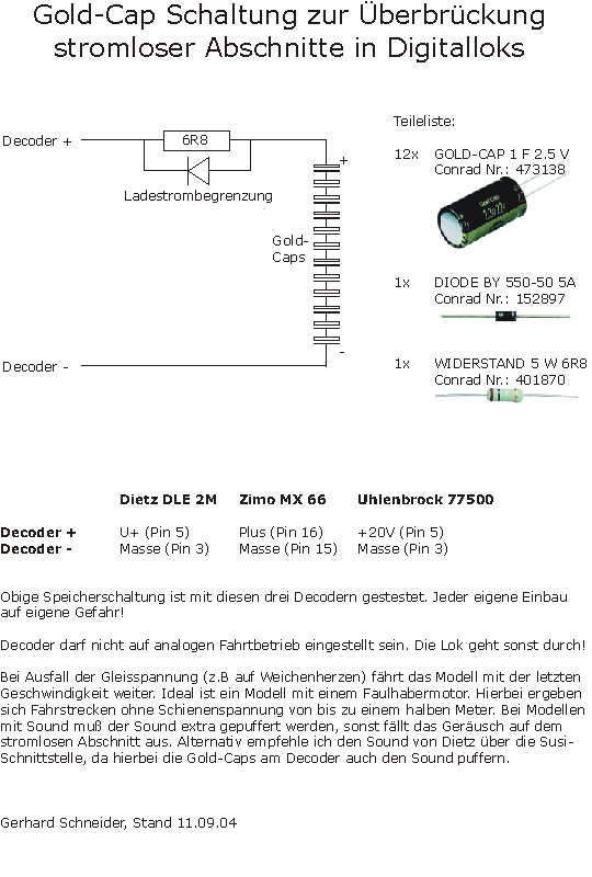Gold-Cap Ladeschaltung
