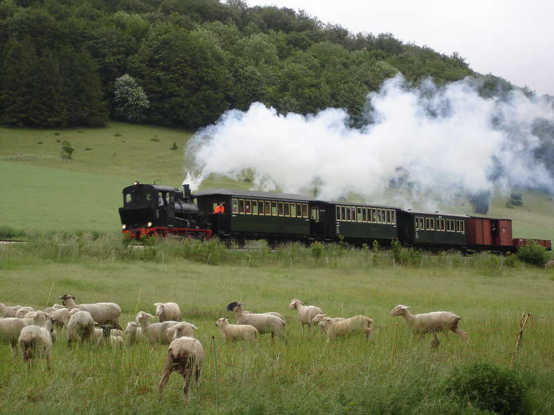 Typisches bahnbild mit Alblandschaft