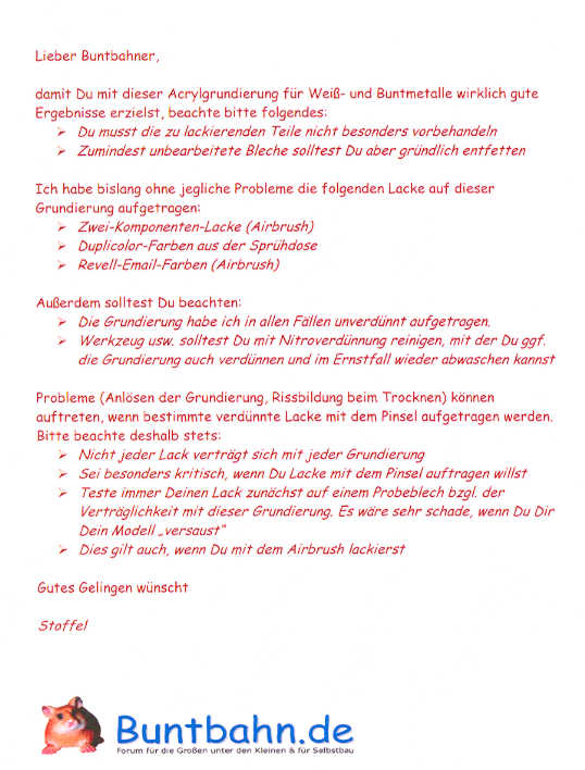 Merkblatt für Acrylgrund