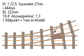 Skizze einer Feldbahnweiche