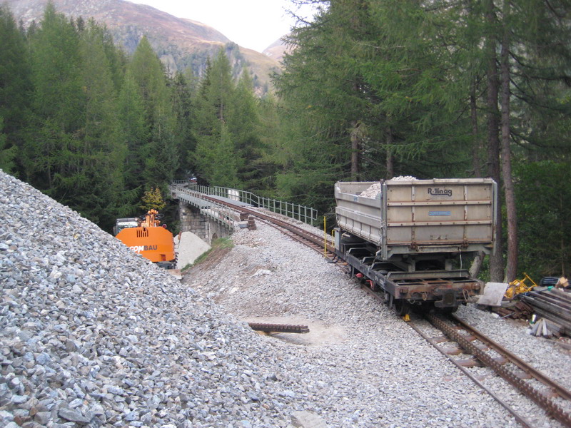Streckenbau Gletsch-Oberwald Baustelle Lammenviadukt